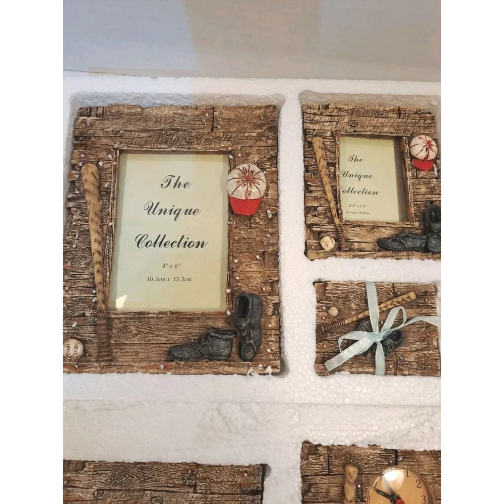 2001 Avon Baseball Theme Picture Frames With Trinket Box Set Summer Gift Set
